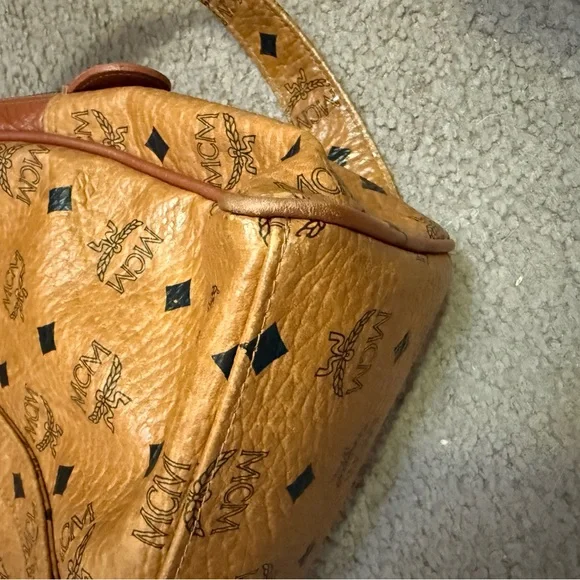 MCM Dome Satchel Shoulder Bag Monogram Vintage XL Authentic Double Zip - Picture 13 of 16